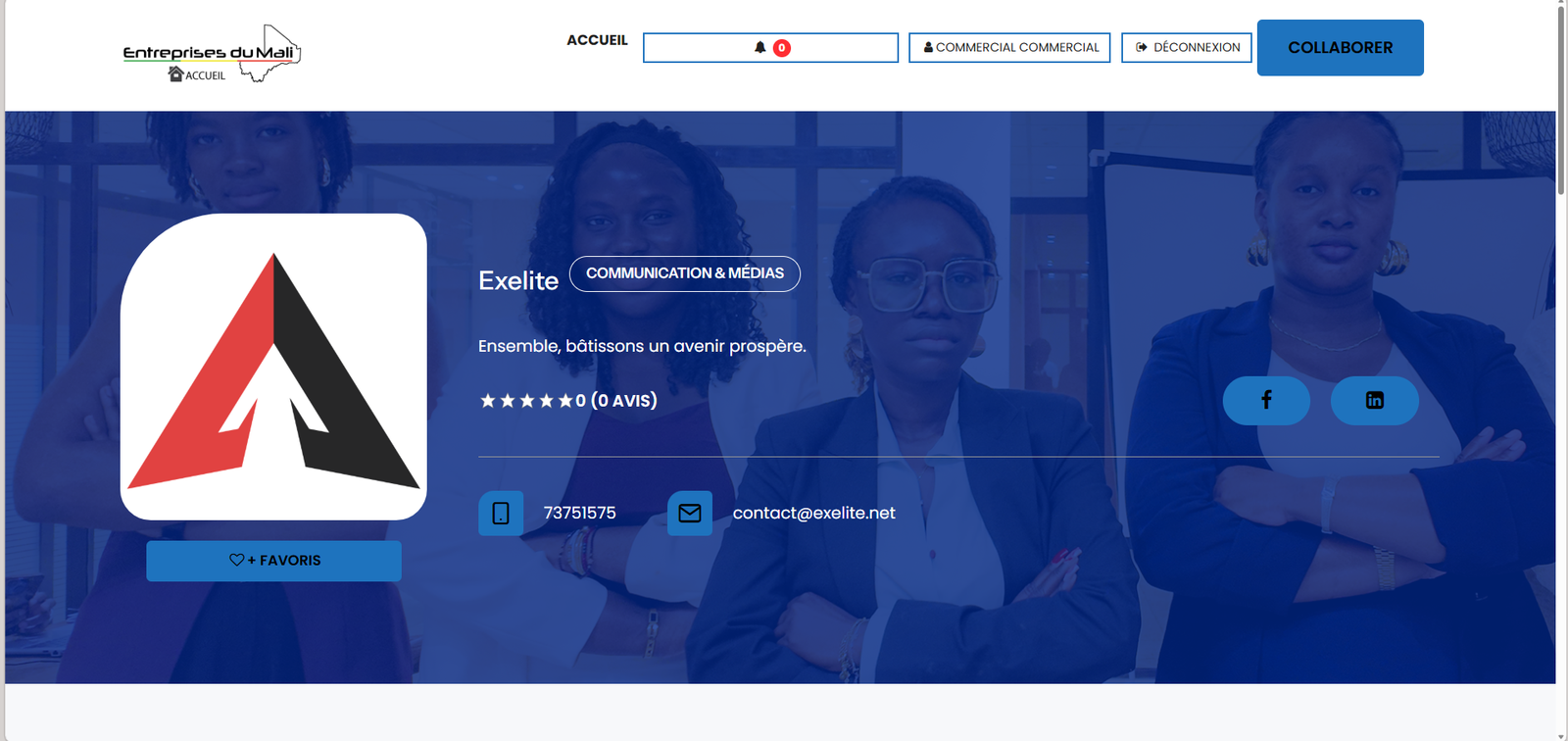 Capture de l'article Exelite reference dans le domaine de la communication