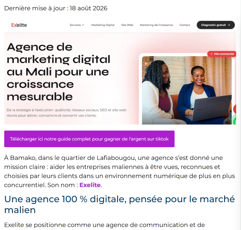 Capture de l'article Comment Exelite accompagne les startups maliennes dans leur croissance digitale